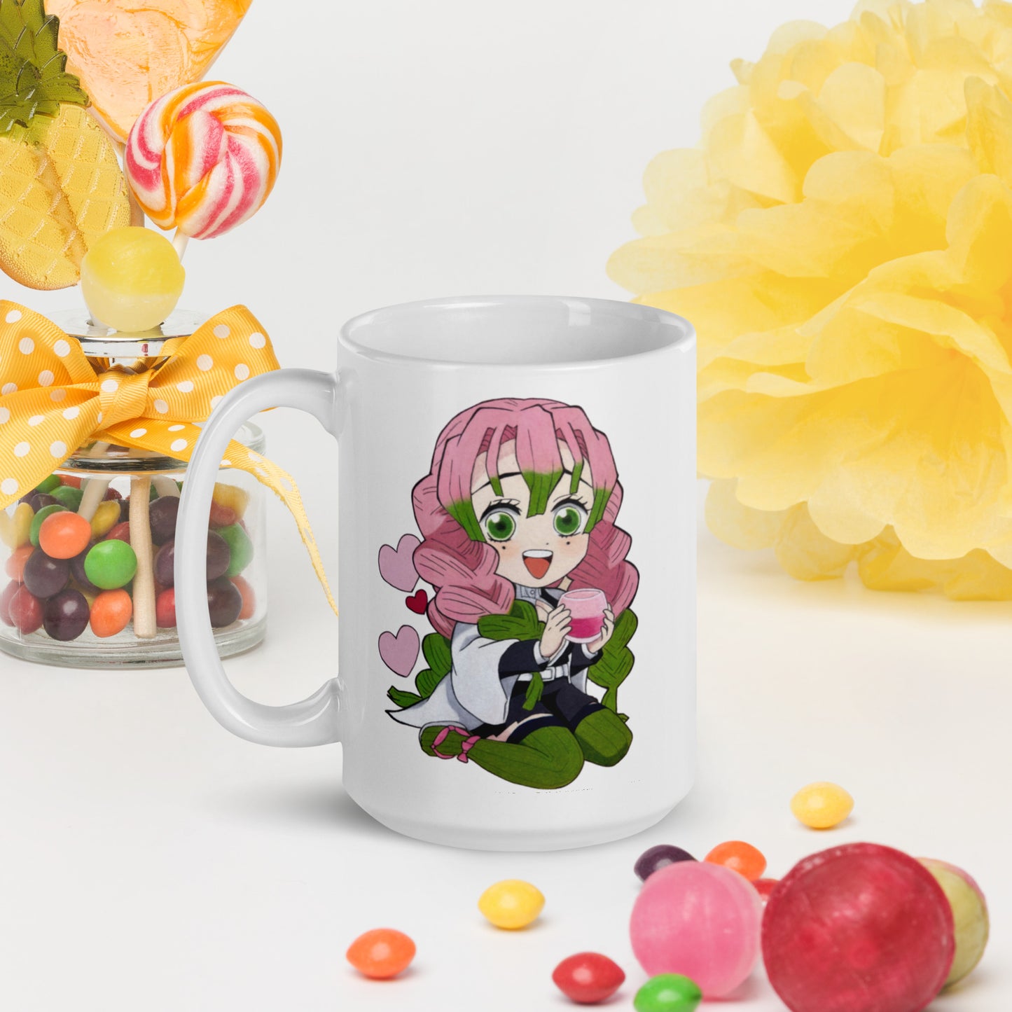 Mitsuri Kanroji White glossy mug