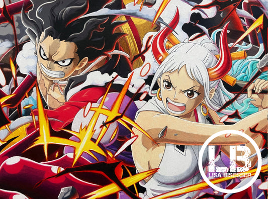 Luffy Gear 4 Snakeman and Yamato - Art Printn