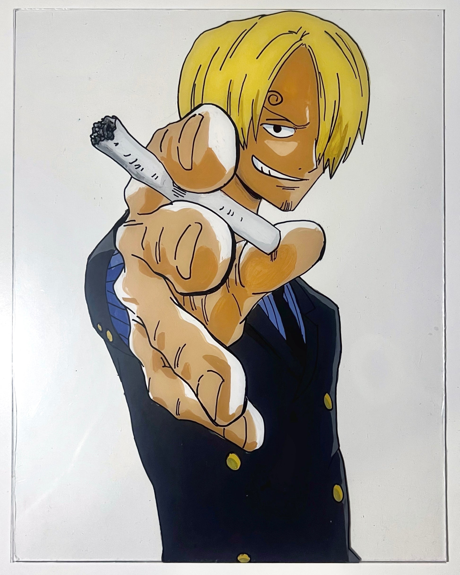 Pre Timeskip Sanji 8X10 Glass painting Art By Leese